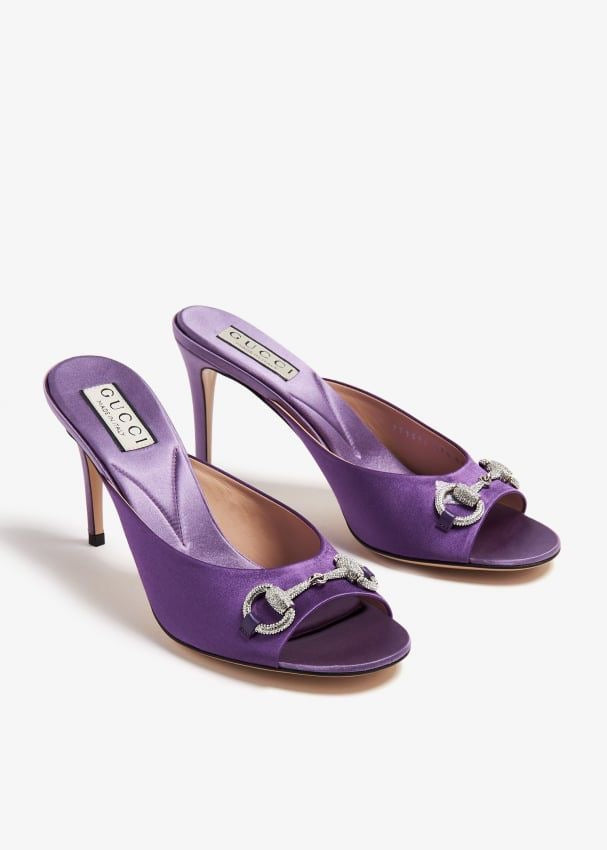 MGUCCI WOMEN'S HORSEBIT MID-HEEL SLIDE SANDAL