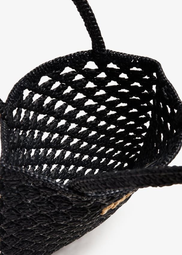PRADA Woven Fabric Crochet Tote Bag